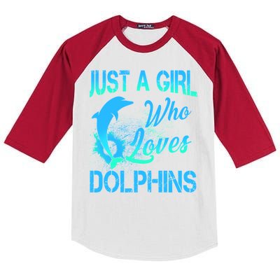 Just A Girl Who Loves Dolphins Kids Colorblock Raglan Jersey