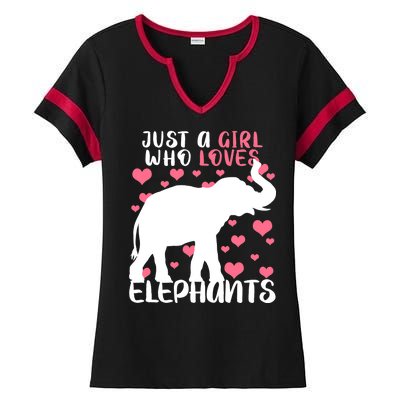 Just A Girl Who Loves Elephants Ladies Halftime Notch Neck Tee