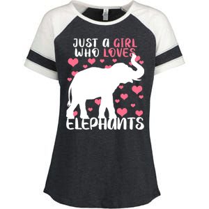 Just A Girl Who Loves Elephants Enza Ladies Jersey Colorblock Tee