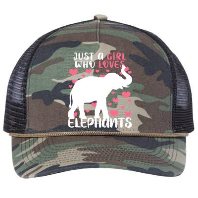 Just A Girl Who Loves Elephants Retro Rope Trucker Hat Cap