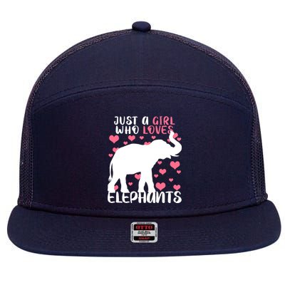 Just A Girl Who Loves Elephants 7 Panel Mesh Trucker Snapback Hat