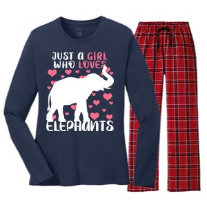 Just A Girl Who Loves Elephants Women's Long Sleeve Flannel Pajama Set 