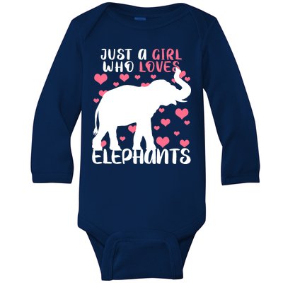 Just A Girl Who Loves Elephants Baby Long Sleeve Bodysuit