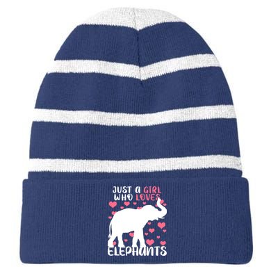 Just A Girl Who Loves Elephants Striped Beanie with Solid Band