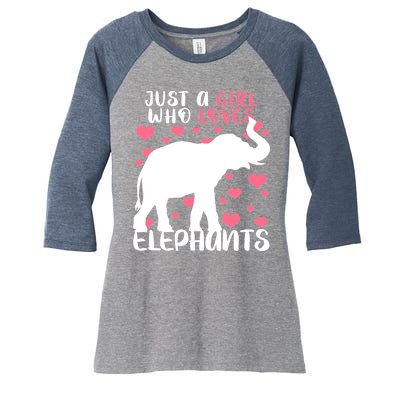 Just A Girl Who Loves Elephants Women's Tri-Blend 3/4-Sleeve Raglan Shirt