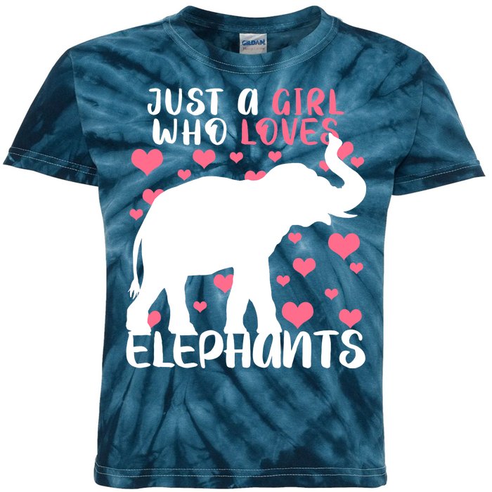 Just A Girl Who Loves Elephants Kids Tie-Dye T-Shirt