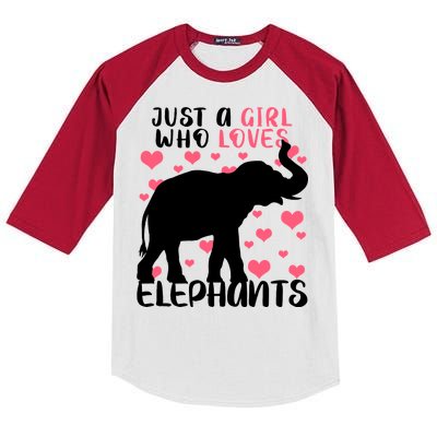 Just A Girl Who Loves Elephants Kids Colorblock Raglan Jersey