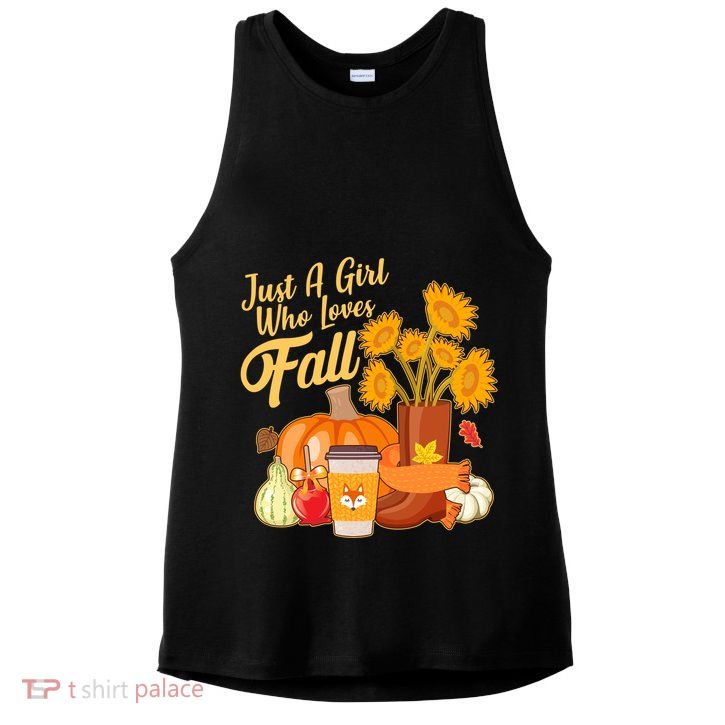Just A Girl Who Loves Fall Autumn Lover Ladies PosiCharge Tri-Blend Wicking Tank