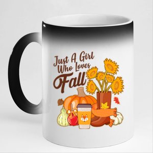 Just A Girl Who Loves Fall Autumn Lover 11oz Black Color Changing Mug