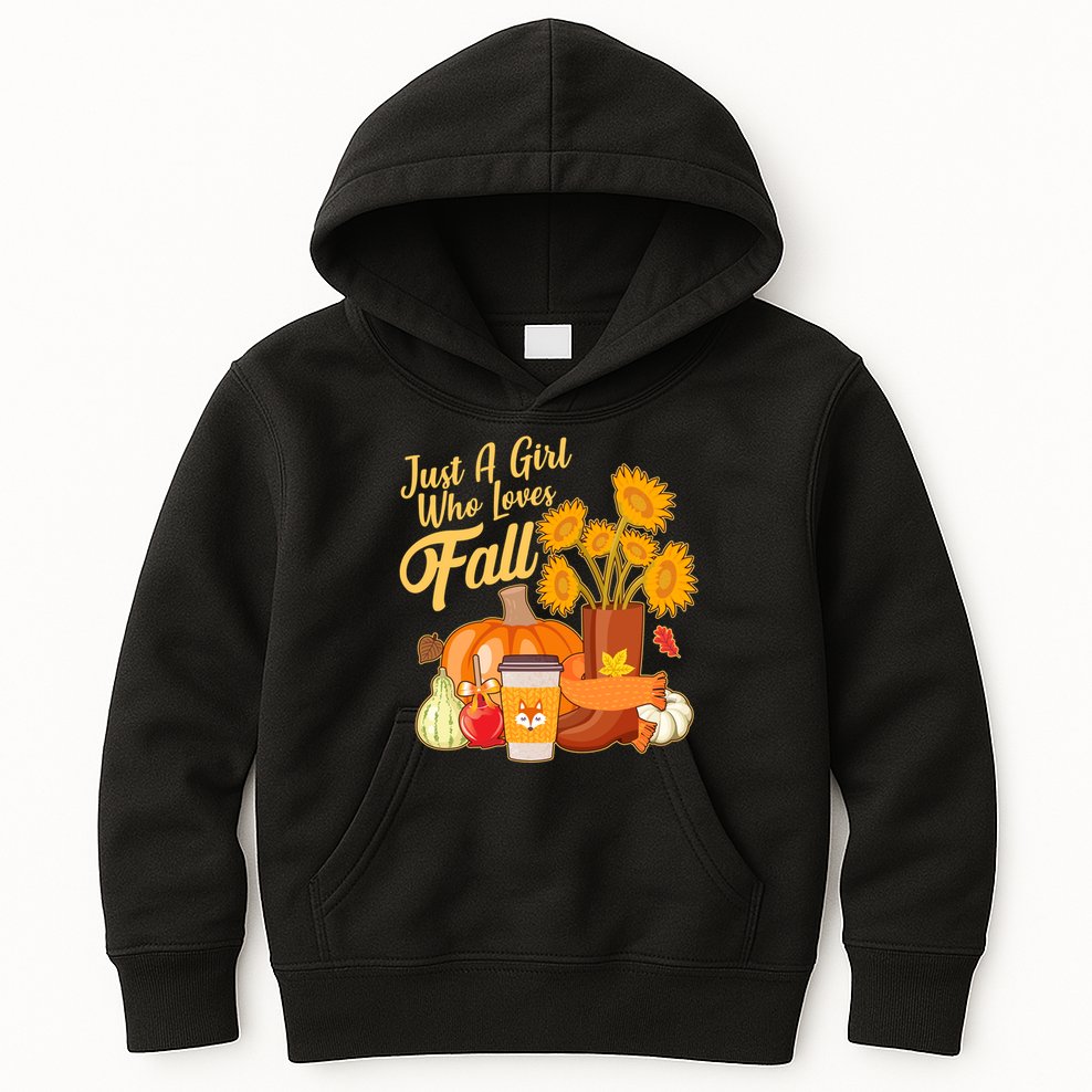 Just A Girl Who Loves Fall Autumn Lover Kids Hoodie