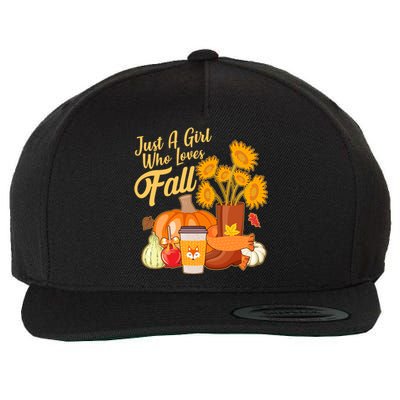 Just A Girl Who Loves Fall Autumn Lover Wool Snapback Cap