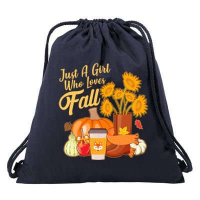 Just A Girl Who Loves Fall Autumn Lover Drawstring Bag