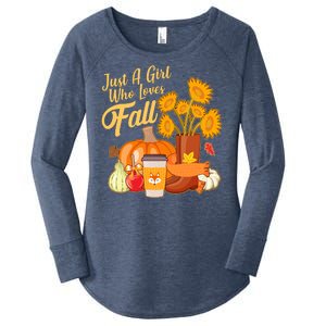 Just A Girl Who Loves Fall Autumn Lover Women's Perfect Tri Tunic Long Sleeve Shirt