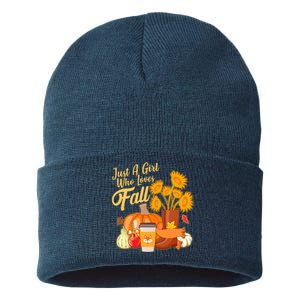 Just A Girl Who Loves Fall Autumn Lover Sustainable Knit Beanie