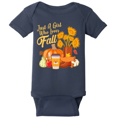 Just A Girl Who Loves Fall Autumn Lover Baby Bodysuit