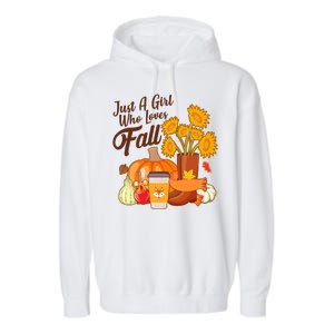 Just A Girl Who Loves Fall Autumn Lover Garment-Dyed Fleece Hoodie