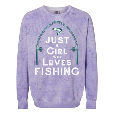 Just A Girl Who Loves Fishing Colorblast Crewneck Sweatshirt