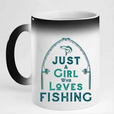 Just A Girl Who Loves Fishing 11oz Black Color Changing Mug