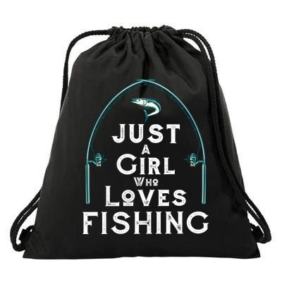 Just A Girl Who Loves Fishing Drawstring Bag