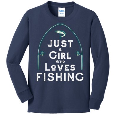 Just A Girl Who Loves Fishing Kids Long Sleeve Shirt