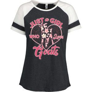 Just A Girl Who Loves Goats Enza Ladies Jersey Colorblock Tee