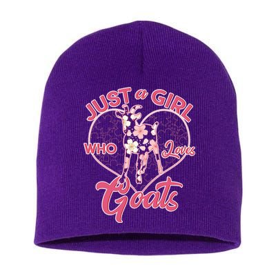 Just A Girl Who Loves Goats Short Acrylic Beanie