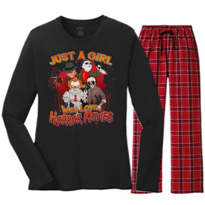 Just A Girl Who Loves Horror Movies Women's Long Sleeve Flannel Pajama Set 