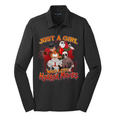 Just A Girl Who Loves Horror Movies Silk Touch Performance Long Sleeve Polo