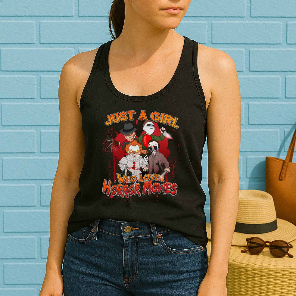 Just A Girl Who Loves Horror Movies Womens Tank Top