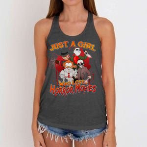 Just A Girl Who Loves Horror Movies Women's Knotted Racerback Tank