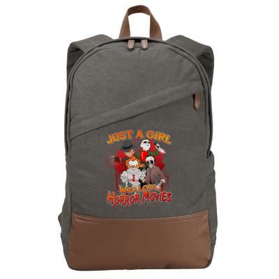 Just A Girl Who Loves Horror Movies Cotton Canvas Backpack
