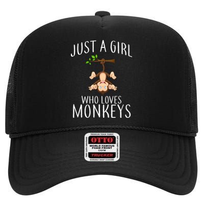 Just A Girl Who Loves Monkeys High Crown Mesh Back Trucker Hat