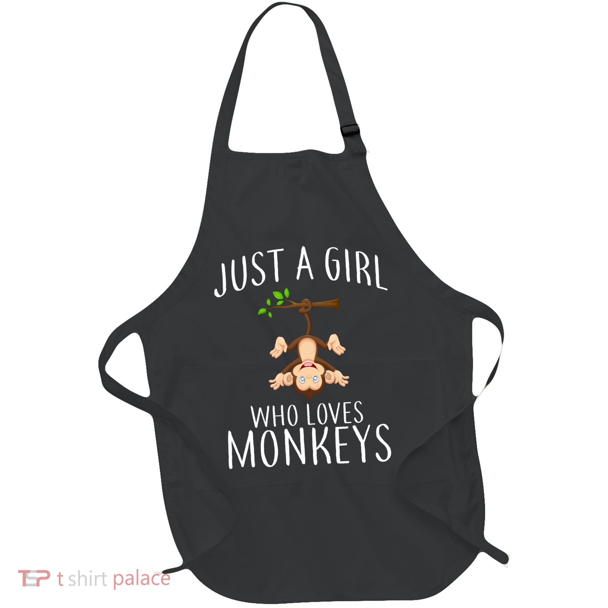 Just A Girl Who Loves Monkeys Full-Length Apron With Pockets