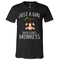 Just A Girl Who Loves Monkeys V-Neck T-Shirt