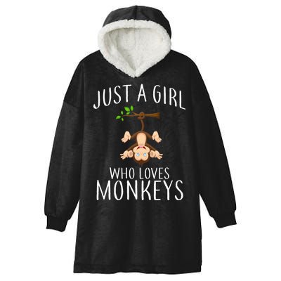 Just A Girl Who Loves Monkeys Hooded Wearable Blanket