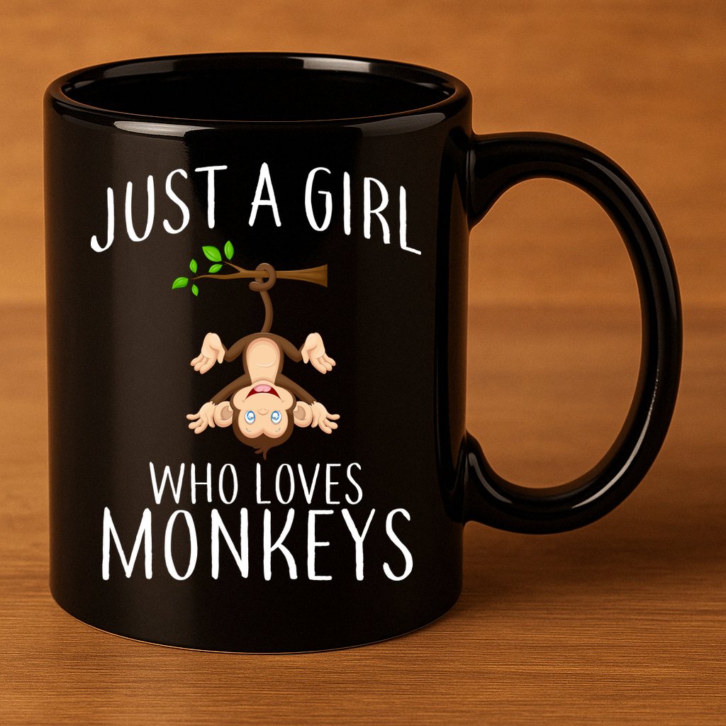 Just A Girl Who Loves Monkeys 11oz C Handle Ceramic Mug