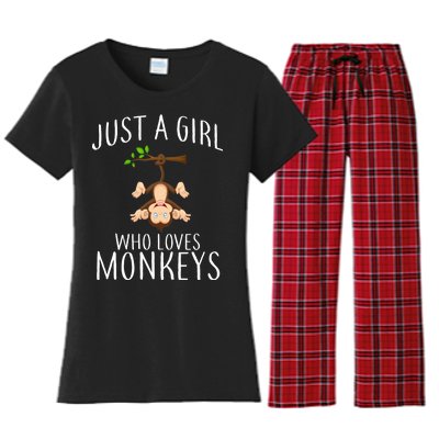 Just A Girl Who Loves Monkeys Women's Flannel Pajama Set