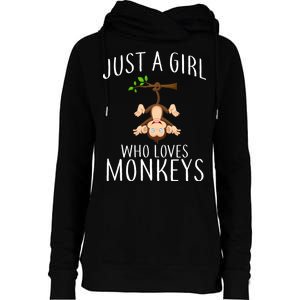 Just A Girl Who Loves Monkeys Womens Funnel Neck Pullover Hood