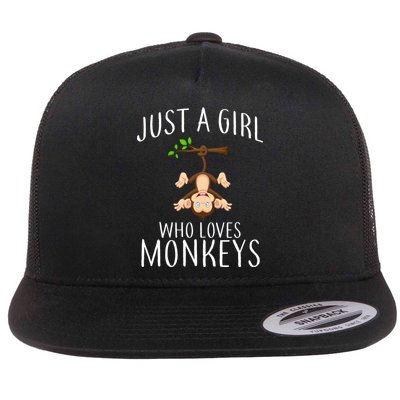 Just A Girl Who Loves Monkeys Flat Bill Trucker Hat