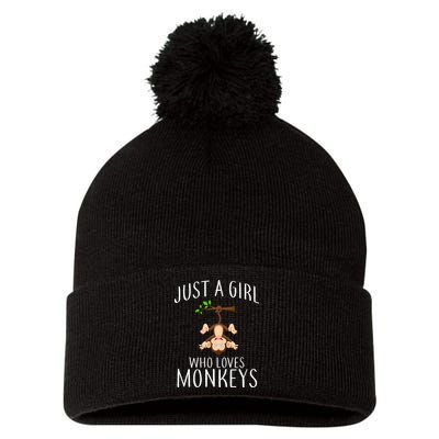 Just A Girl Who Loves Monkeys Pom Pom 12in Knit Beanie