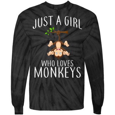 Just A Girl Who Loves Monkeys Tie-Dye Long Sleeve Shirt