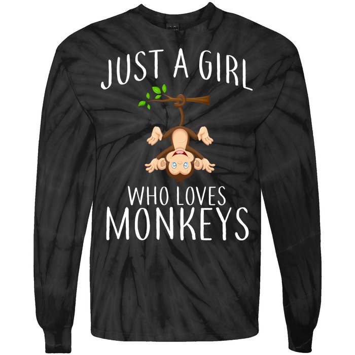 Just A Girl Who Loves Monkeys Tie-Dye Long Sleeve Shirt