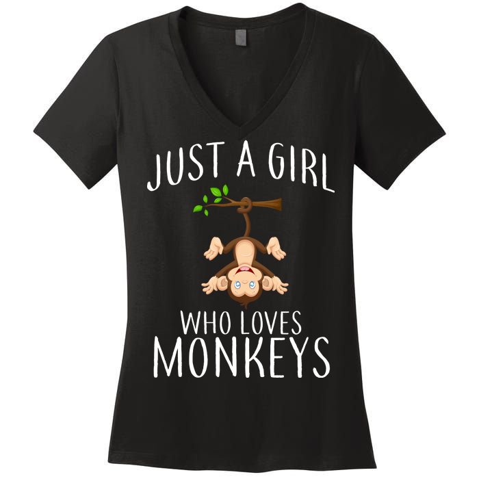 Just A Girl Who Loves Monkeys Women's V-Neck T-Shirt