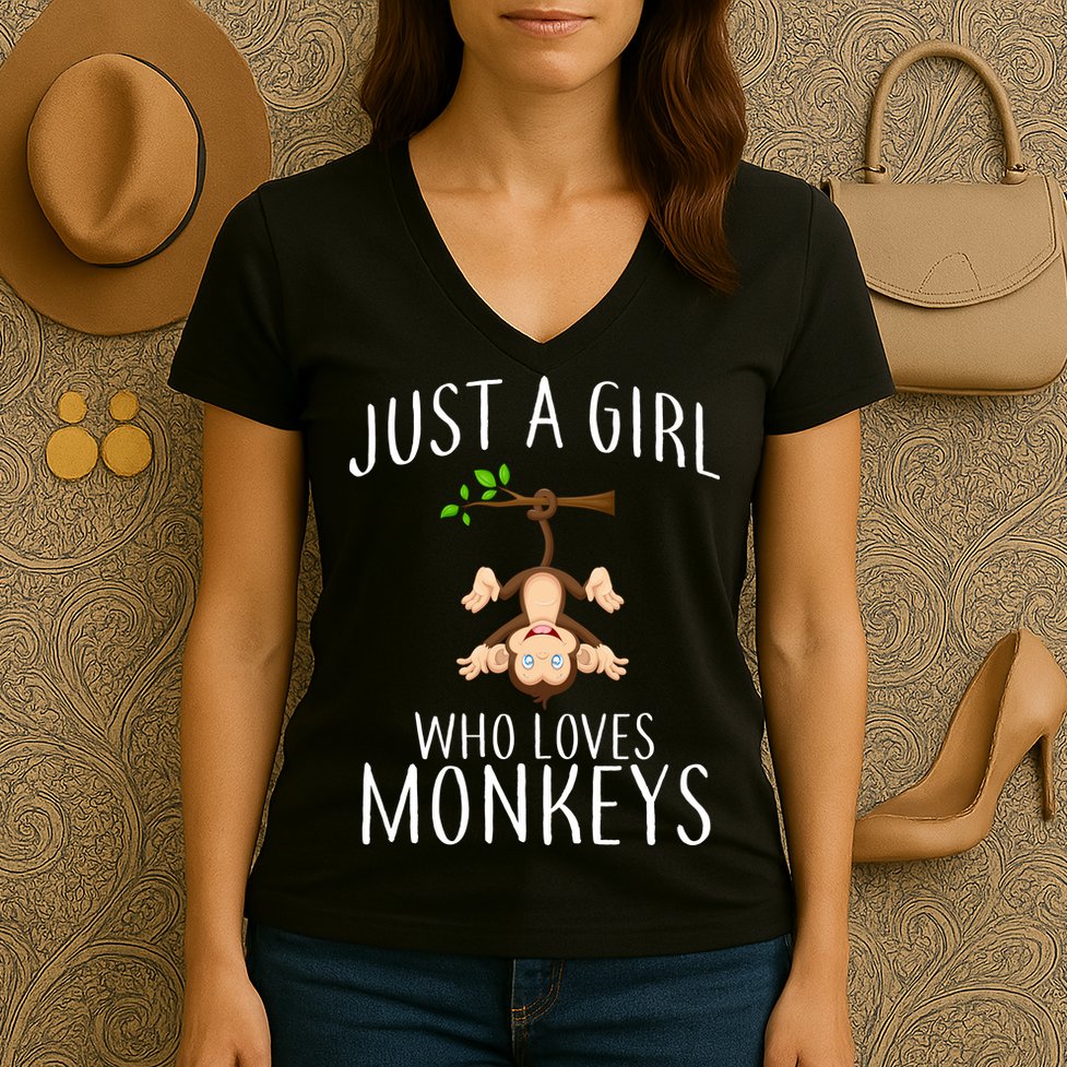 Just A Girl Who Loves Monkeys Women's V-Neck T-Shirt
