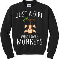 Just A Girl Who Loves Monkeys Kids Sweatshirt