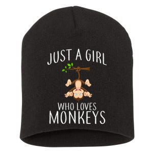 Just A Girl Who Loves Monkeys Short Acrylic Beanie