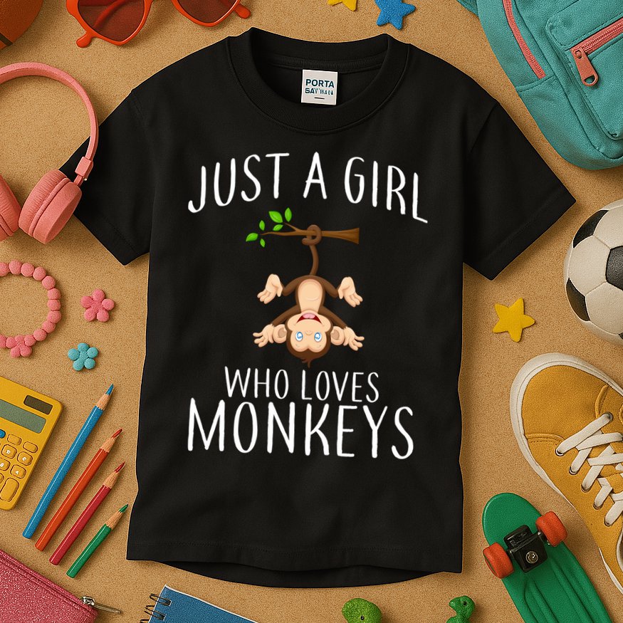 Just A Girl Who Loves Monkeys Kids T-Shirt