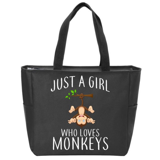 Just A Girl Who Loves Monkeys Zip Tote Bag