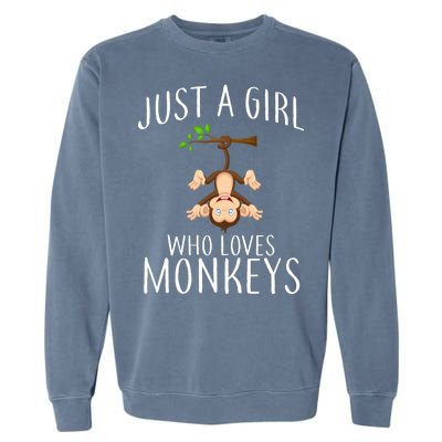 Just A Girl Who Loves Monkeys Garment-Dyed Sweatshirt