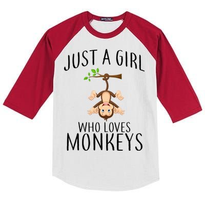 Just A Girl Who Loves Monkeys Kids Colorblock Raglan Jersey